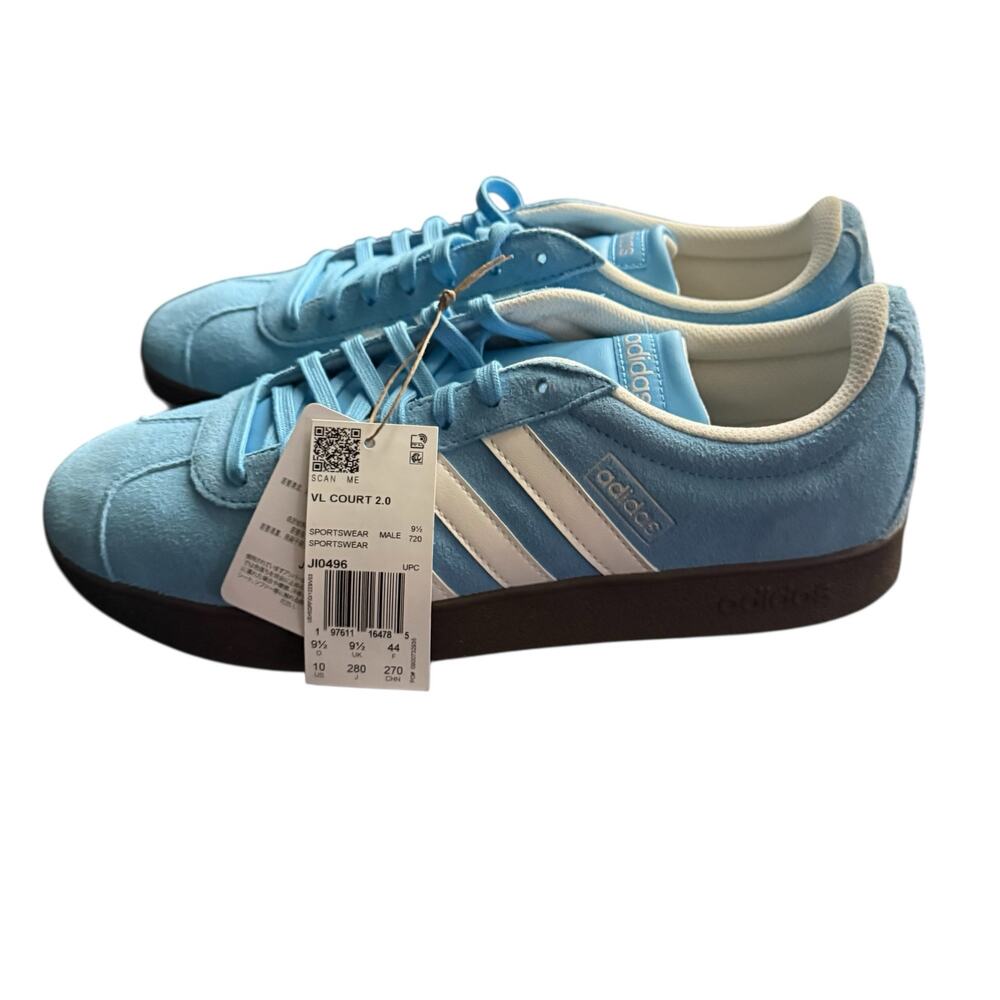 Adidas Mens VL Court 2.0 Semi Blue Burst White Fashion Casual Sneakers Size 10